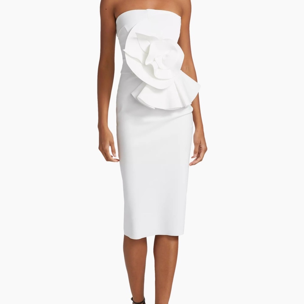 NEW Chiara Boni La Petite Robe Hebe Strapless Ruffle Sheath Dress SIZE 10